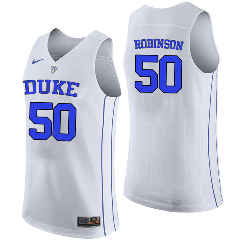 Duke Blue Devils #50 Justin Robinson College Basketball Jerseys-White